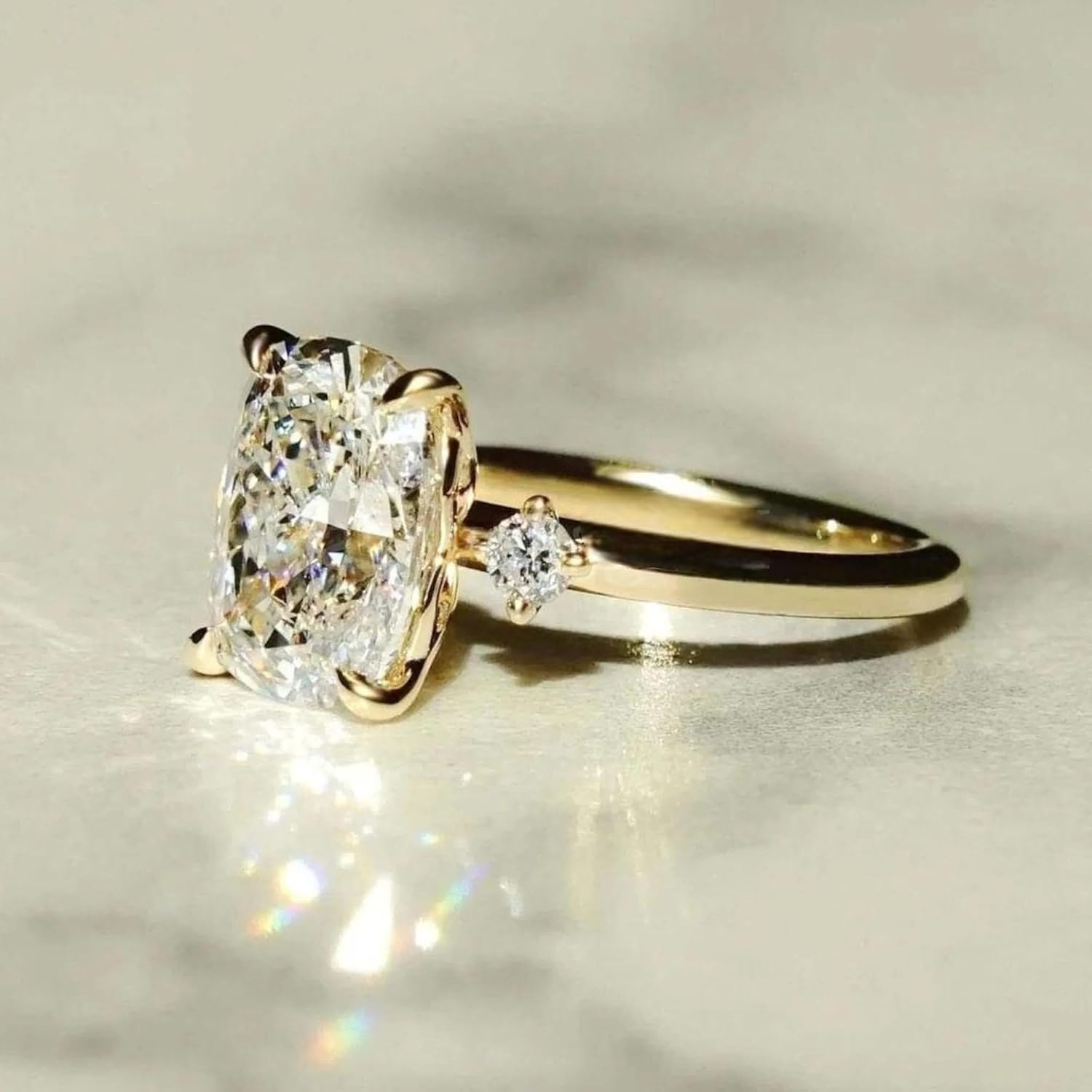 Elongated cushion cut Moissanite engagement ring vintage unique 14k gold engagement ring women wedding Bridal art deco Anniversary Jewelry Ideal Gift For Love - Image 5