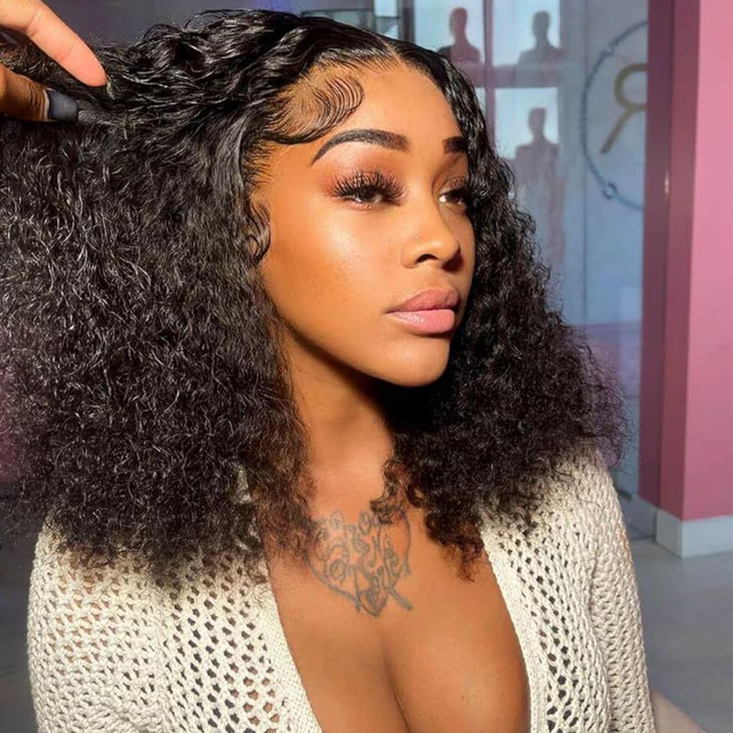 Human Hair Wigs for Black Women 13x4 HD Lace Front Wig Short Bob Wig Human Hair Kinky Curly Lace Wig,100% Brazilian Real Hair Wigs 180 Density Pre Plucked Natural Baby Hair 10 Inch.