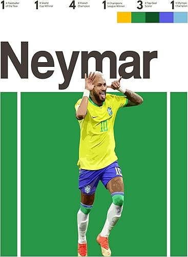 Messi, Ronaldo, Mbappé, Neymar | FRAMED CANVAS | Soccer Superstars, Wall Decor, World Cup Art, Favorite Soccer Players, Futbol, Office, Gameroom,