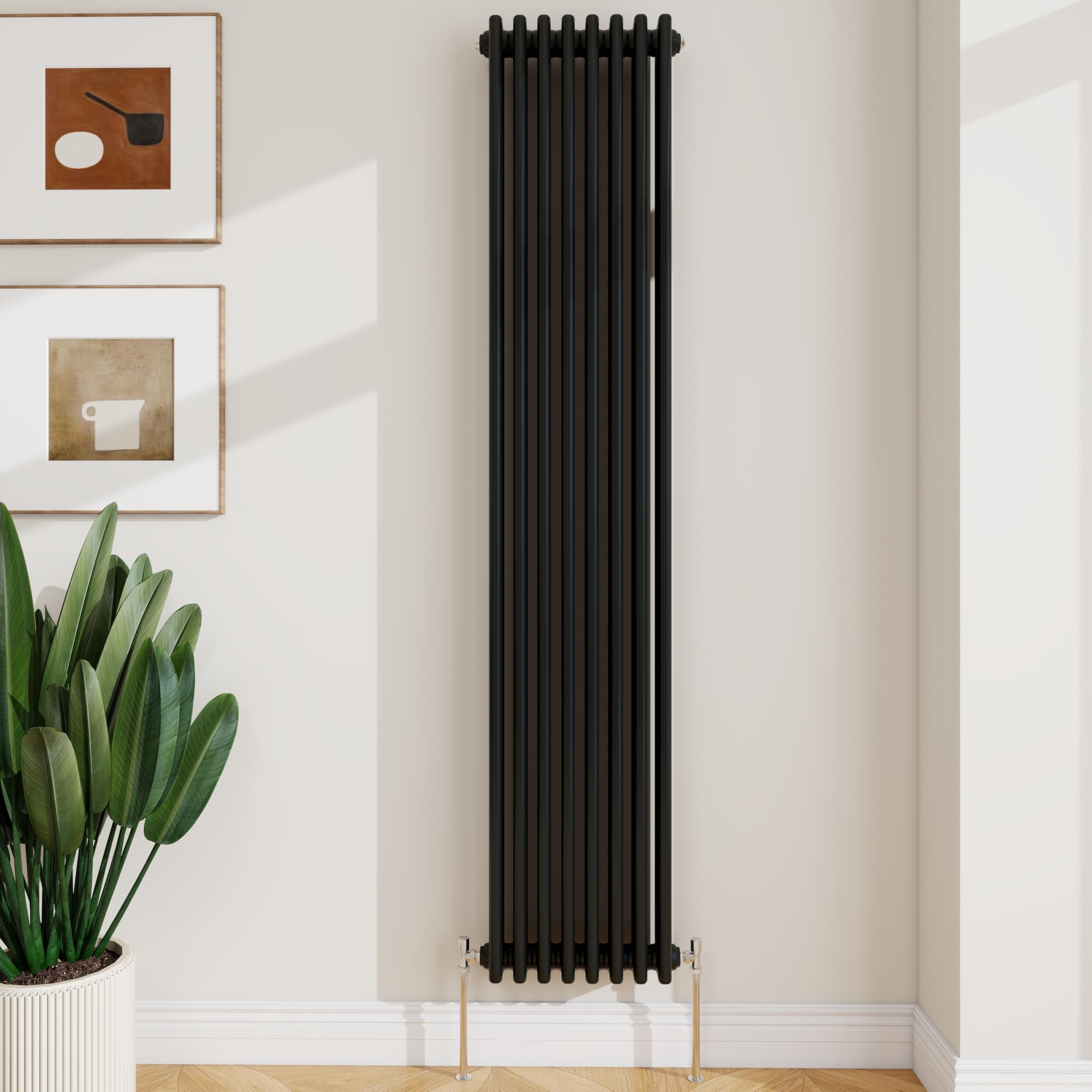 SLINE SANITARY 1800x380mm Cast Iron Style Traditional 3 Column Vertical Black Central Heating Radiator