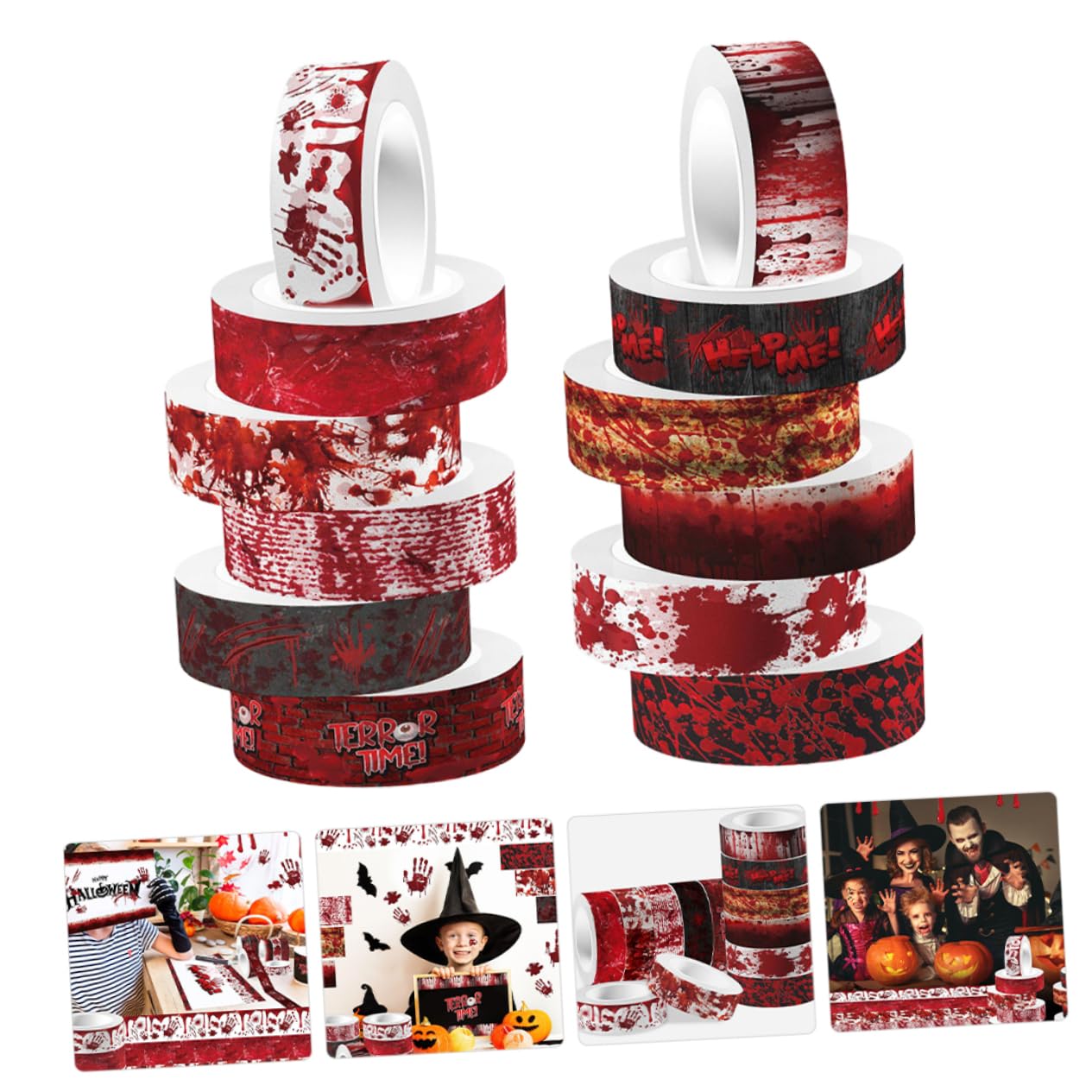 DOITOOL 5 Ensembles Ruban Adhésif Décoratif Halloween Washi Ensemble Ruban Sanglant Pour Scrapbooking Et Décorations De Fête Pour Diy Et Journaux 12 Rouleaux*5