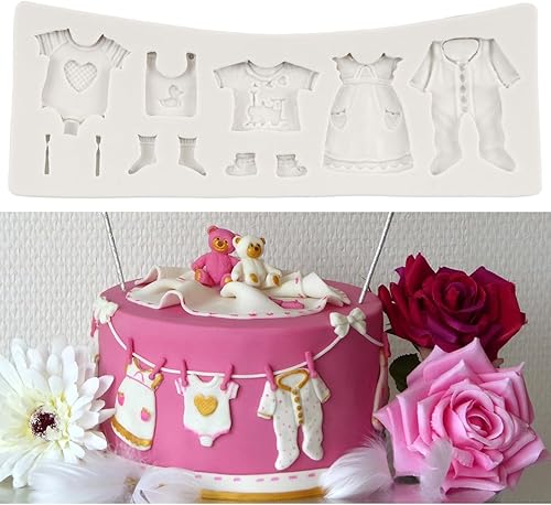 Ropa de bebé Moldes de silicona para fondant para baby shower temático Cupcake Moldes para decoración de tartas Decoración de cupcakes Candy