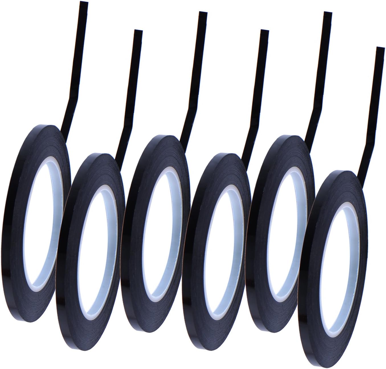 Outus 6 Pack 3 mm 1/8 Inch Width 108 Feet Graphic Tape Pinstripe Tape Grid Marking Tapes Whiteboard Gridding Tape Self Adhesive Artist Tape, Black