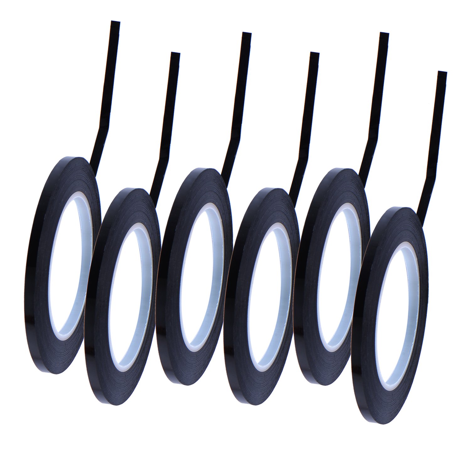 Outus 6 Pack 3 mm 1/8 Inch Width 108 Feet Graphic Tape Pinstripe Tape Grid Marking Tapes Whiteboard Gridding Tape Self Adhesive Artist Tape, Black