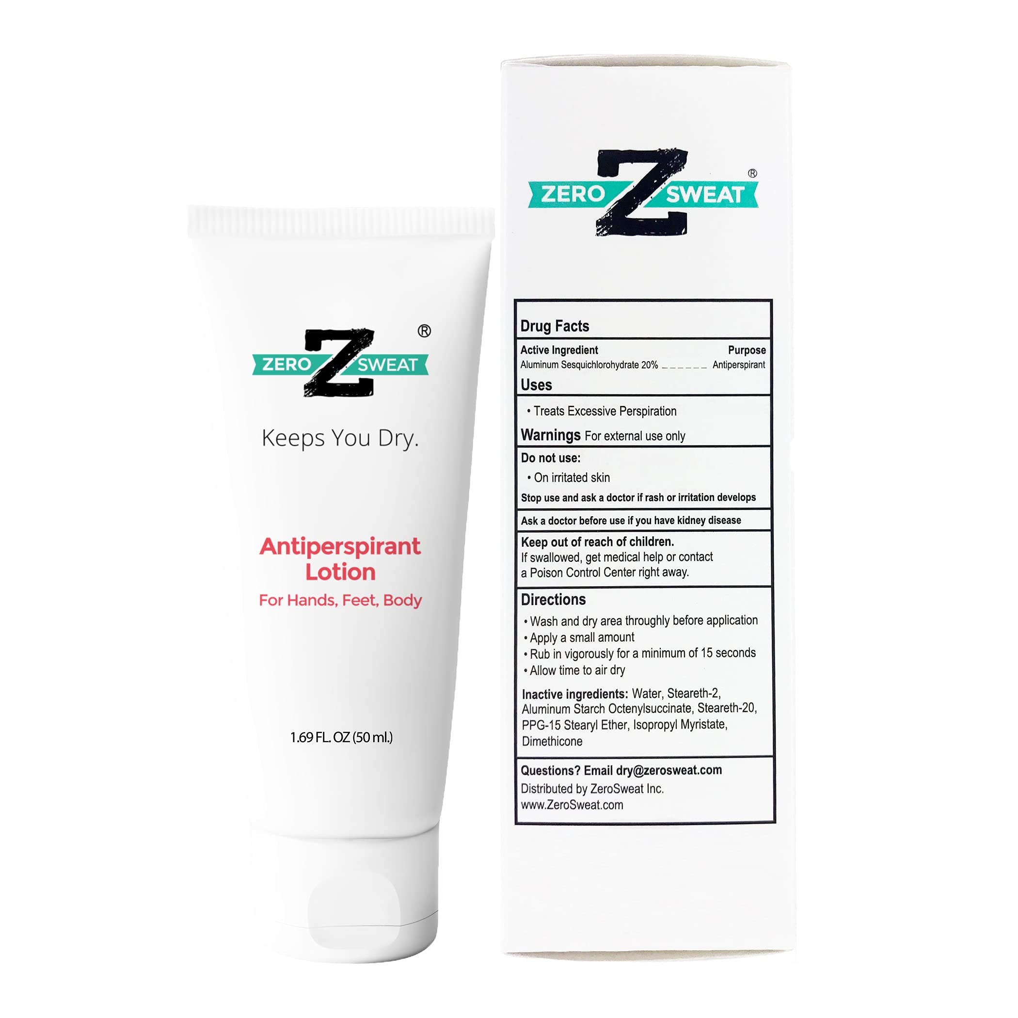 ZeroSweat Antiperspirant 20 Deodorant Lotion Clinical Strength