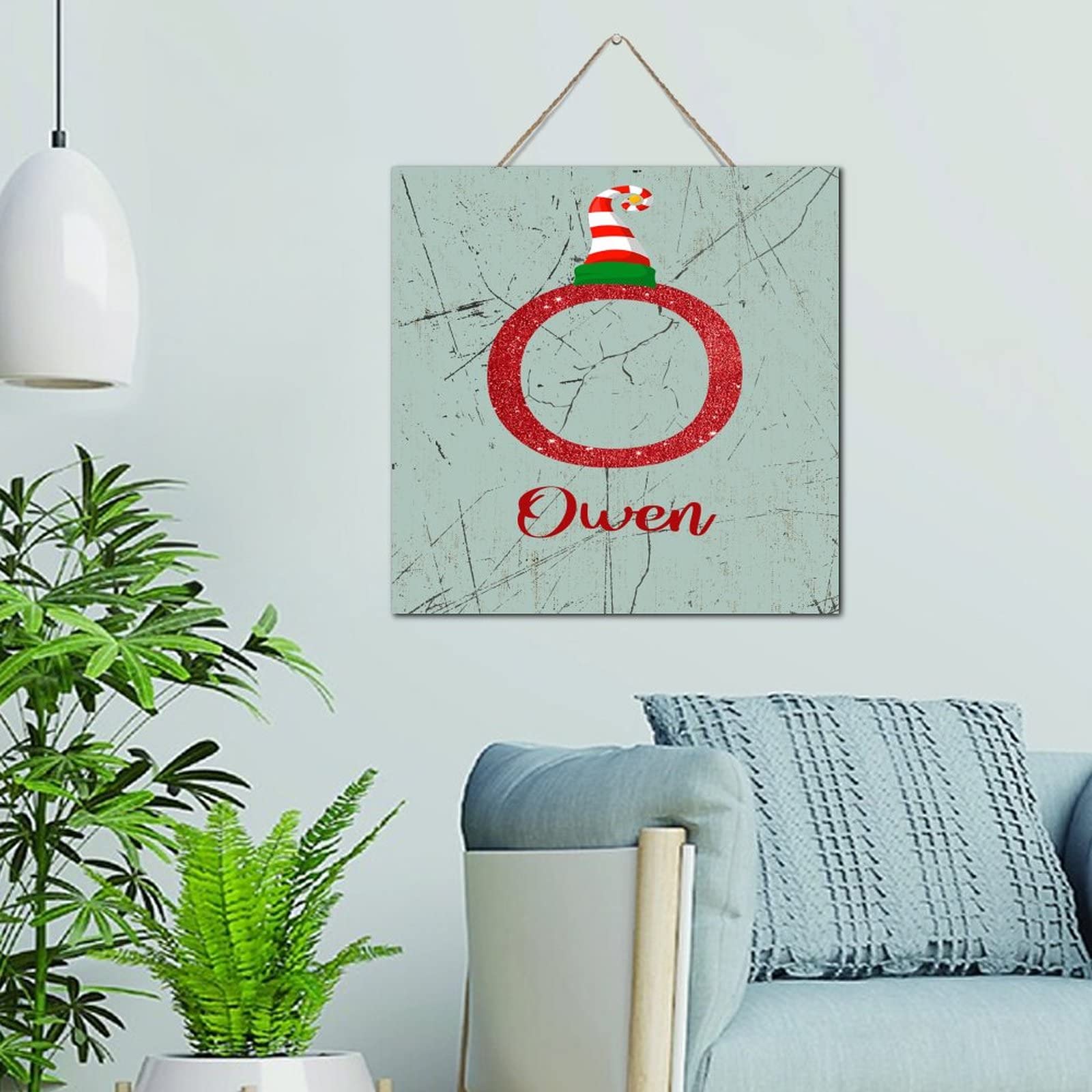 Panneau mural en bois avec monogramme pour décoration de Noël et cuisine rustique