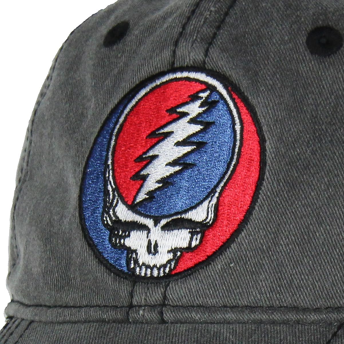 Bioworld Grateful Dead Embroidered Steal Your Face Logo Adjustable Strap Slide Adult Dad Hat Cap OSFM Grey