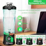 Mélangeurs portatifs pour smoothies et shakes, Binineew 20oz Mélangeur personnel USB Bouteilles de mélangeur pour la cuisine pour les sports de cuisine Gym (Noir)