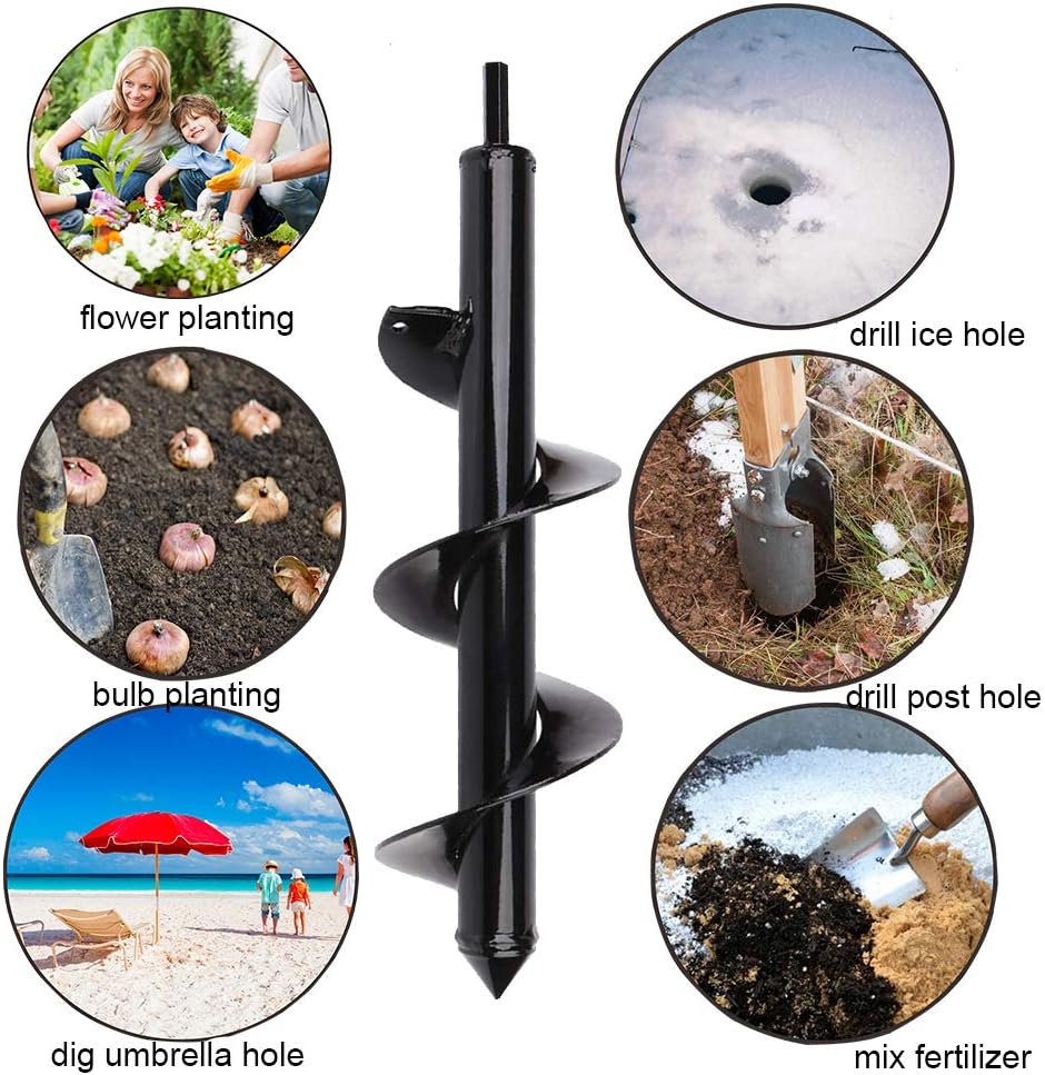 SYITCUN Auger Drill Bit for Planting - 3"X12" Heavy-Duty Garden Auger Spiral Drill Bit - Bulb Planter Tool & Auger Post Hole Digger - 3/8" Hex Drive Drill
