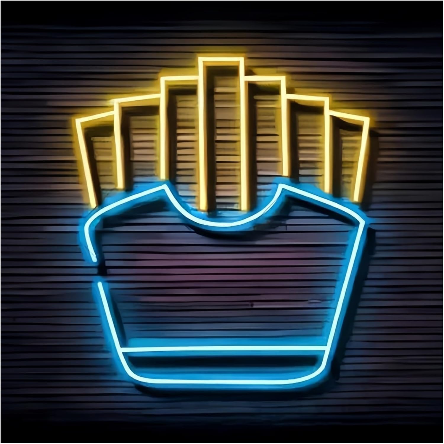 Zynther Neon lamp for Neon Sign French Fries for Adjustable Brightness Lights for Restaurant Wall Decoration 20cmx30cm