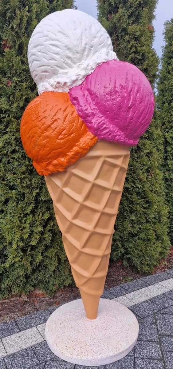 Casa Padrino luksusowy dekoracyjny rożek do lodów wielobarwny wys. 185 cm - duże lody dekoracyjne - lody XXL deco - dekoracja gastronomiczna - dekoracja lodziarni - dekoracja restauracji