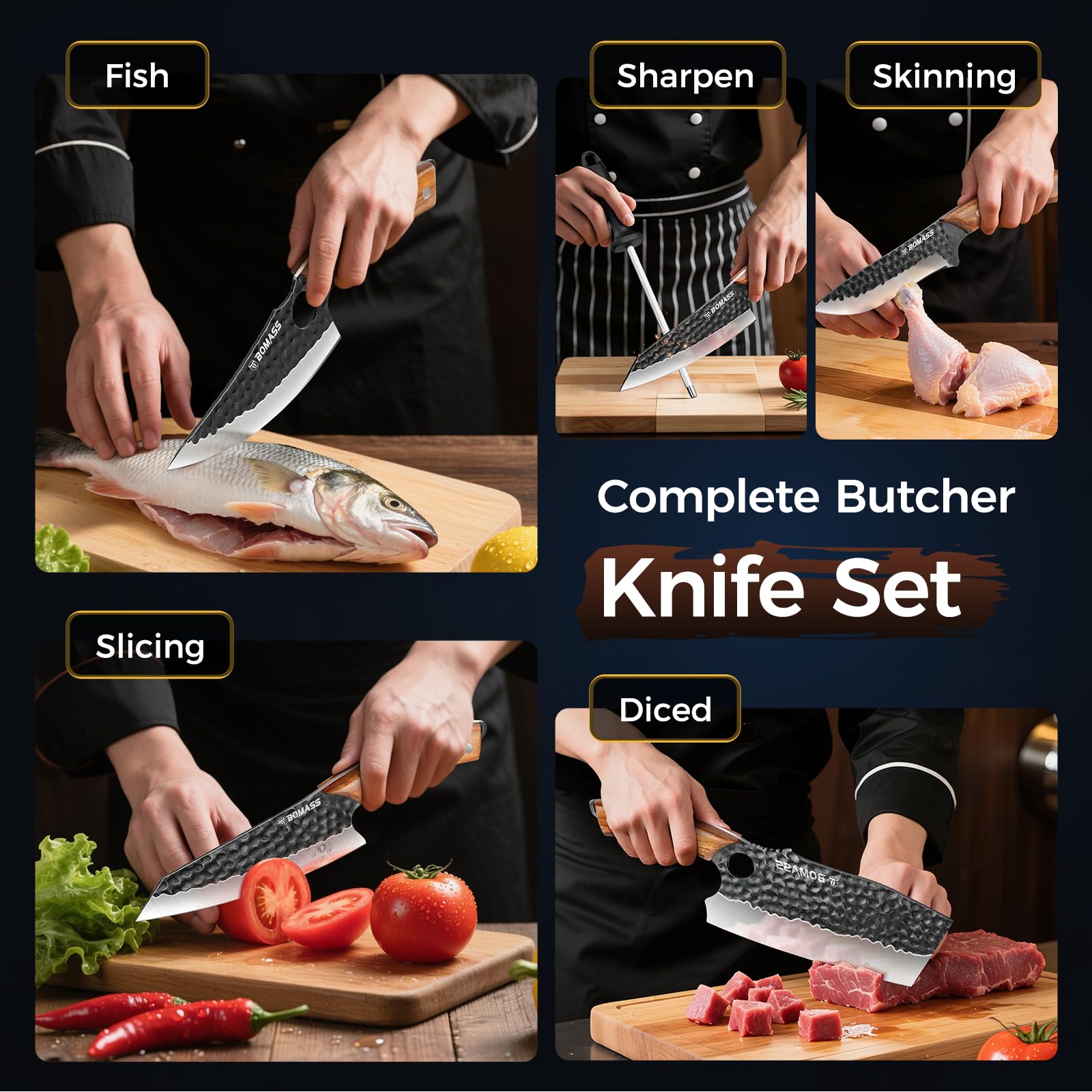5PCS Butcher Knife Set, Hand Forged Kitchen Chef Knife Set Gift — Amazon image 6