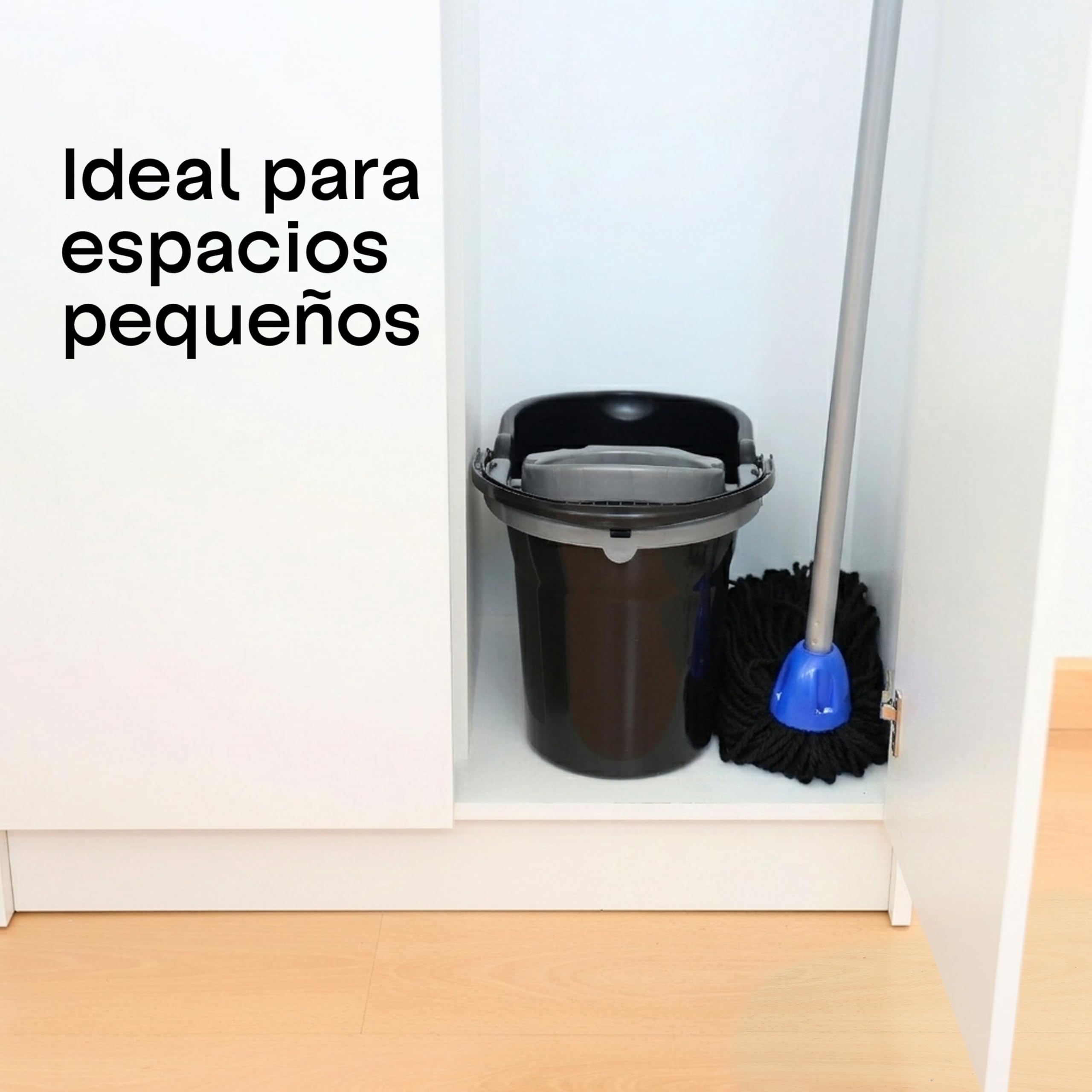 Maya - Kit de Limpieza del Hogar 11 en 1 | Escoba de Goma, Cubo con Escurridor 10L, Palos Desmontables con 4 Secciones, Fregonas MAX Pro, Estropajos de Cocina y Bayetas de Microfibra y CHEFPRO