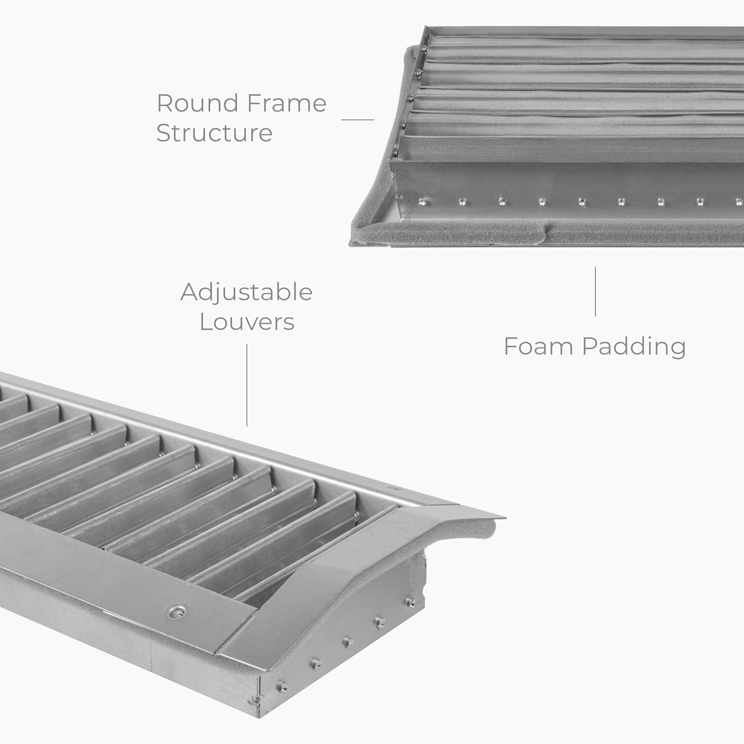 13" x 5" Aluminum Supply/Exhaust Grille for a Round Spiral Duct - Grill Cover with Adjustable Louver Blades - Air HVAC Return Register for Home, Bathroom, Ceiling