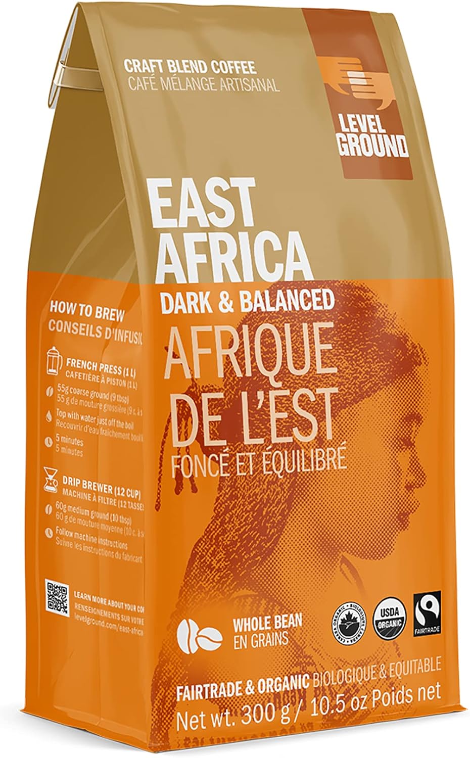 Level Ground Coffee East Africa Craft Blend Dark Roast, Whole Bean