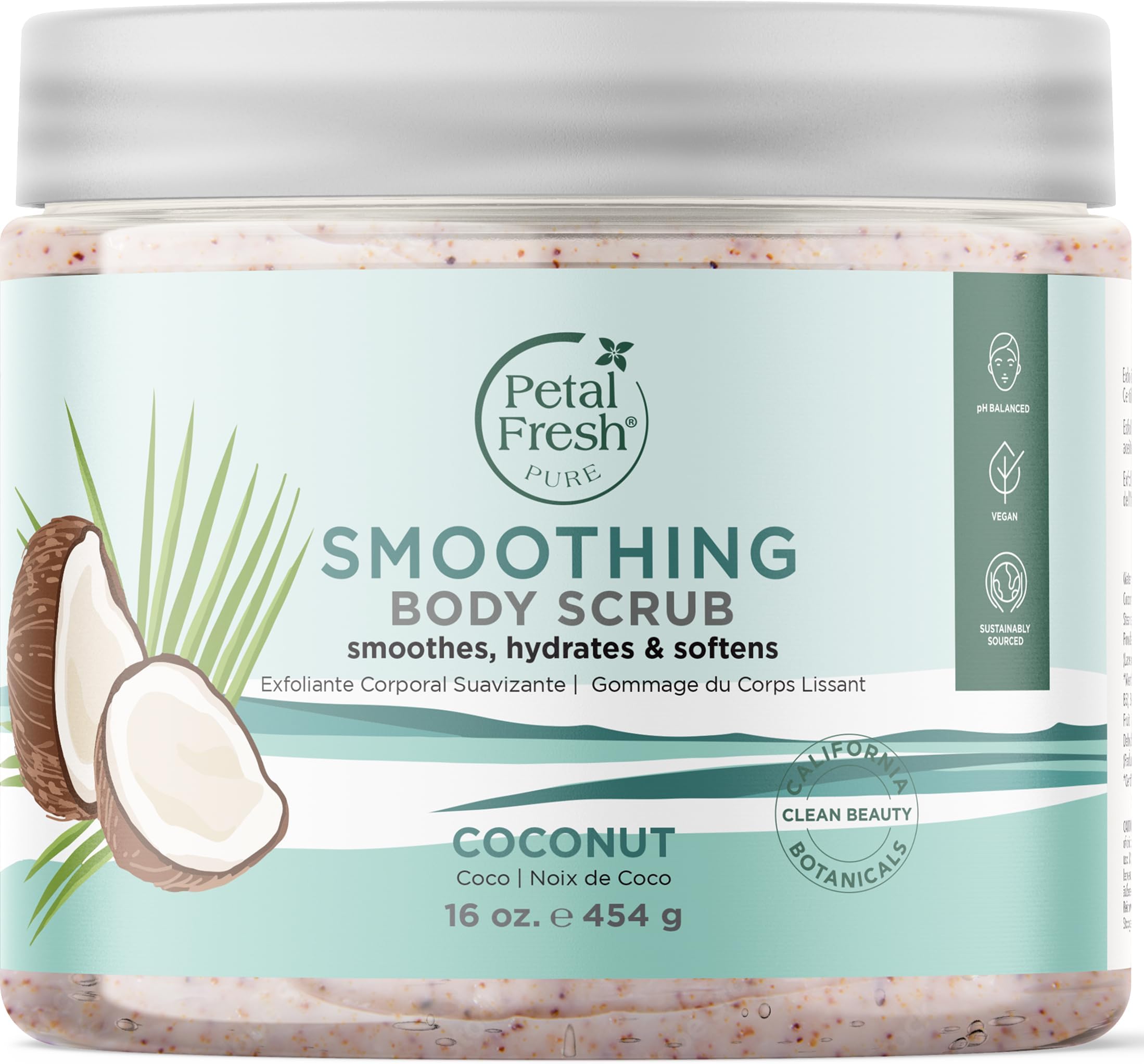 Smoothing Coconut Body Scrub | To Naturally Hydrate & Soften Skin | Gently Exfoliating Daily Skincare | Vegan & Cruelty Free | 16 oz, 473 Ml