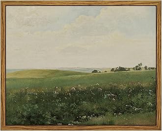 InSimSea Framed Canvas Wall Art Prints, Vintage Grassland Art Painting, Landscape Decor for Living Room Bedroom Hallway Shelf, Country Rustic Nature Decor, 8"x10"