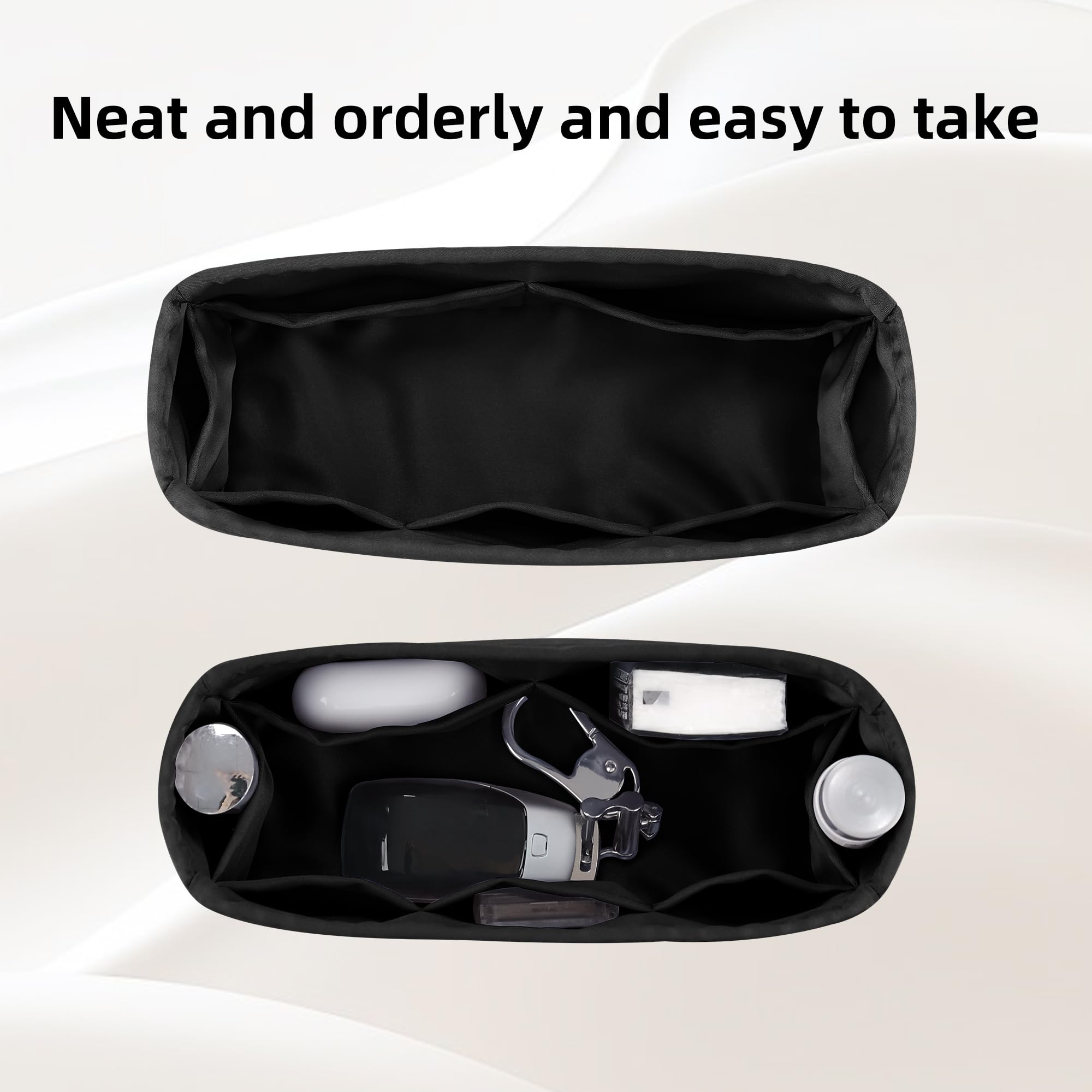 DGAZ Organizador Bolsos de Seda, Organizador Bolsa Interior Ligera para Kelly Pochette/Mini/20/25/28/32/35/40/42/50, inserto de bolsa para bolso (Noir, KL25)
