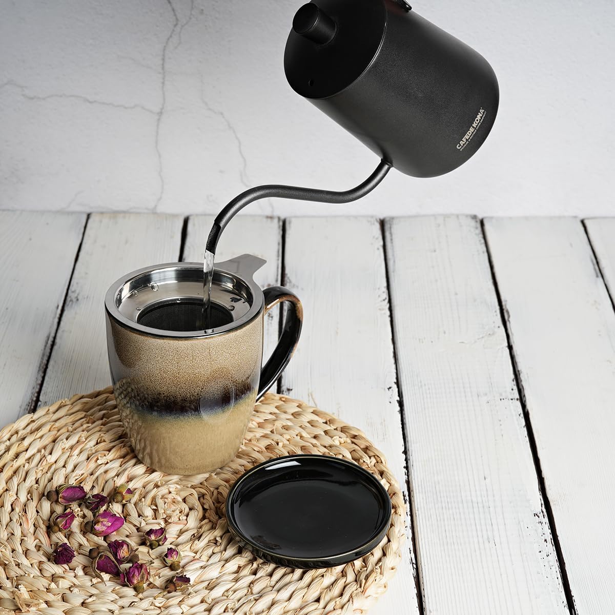 Bosmarlin Ceramic Tea Cup with Infuser and Lid, 16 Oz, 4 Color to Choose Dishwasher and Microwave Safe, Gradient Color Glaze, Steeping Tea Mug with Strainer (Walnut) - Image 5