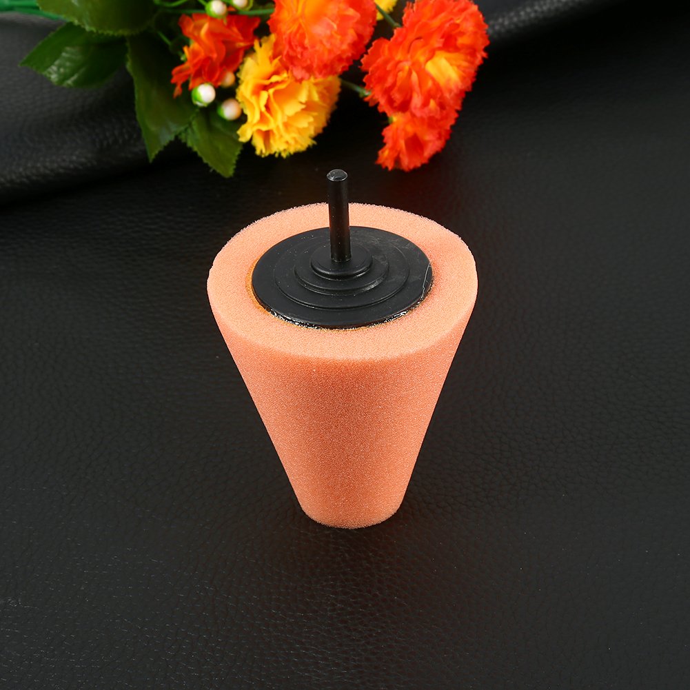 EVGATSAUTO Wheel Foam Ball Buffing Pad,1/4''/6mm Polishing Cone Foam Polisher Buffer Pad Sponge Ball for Automotive Car Wheels Hub Care