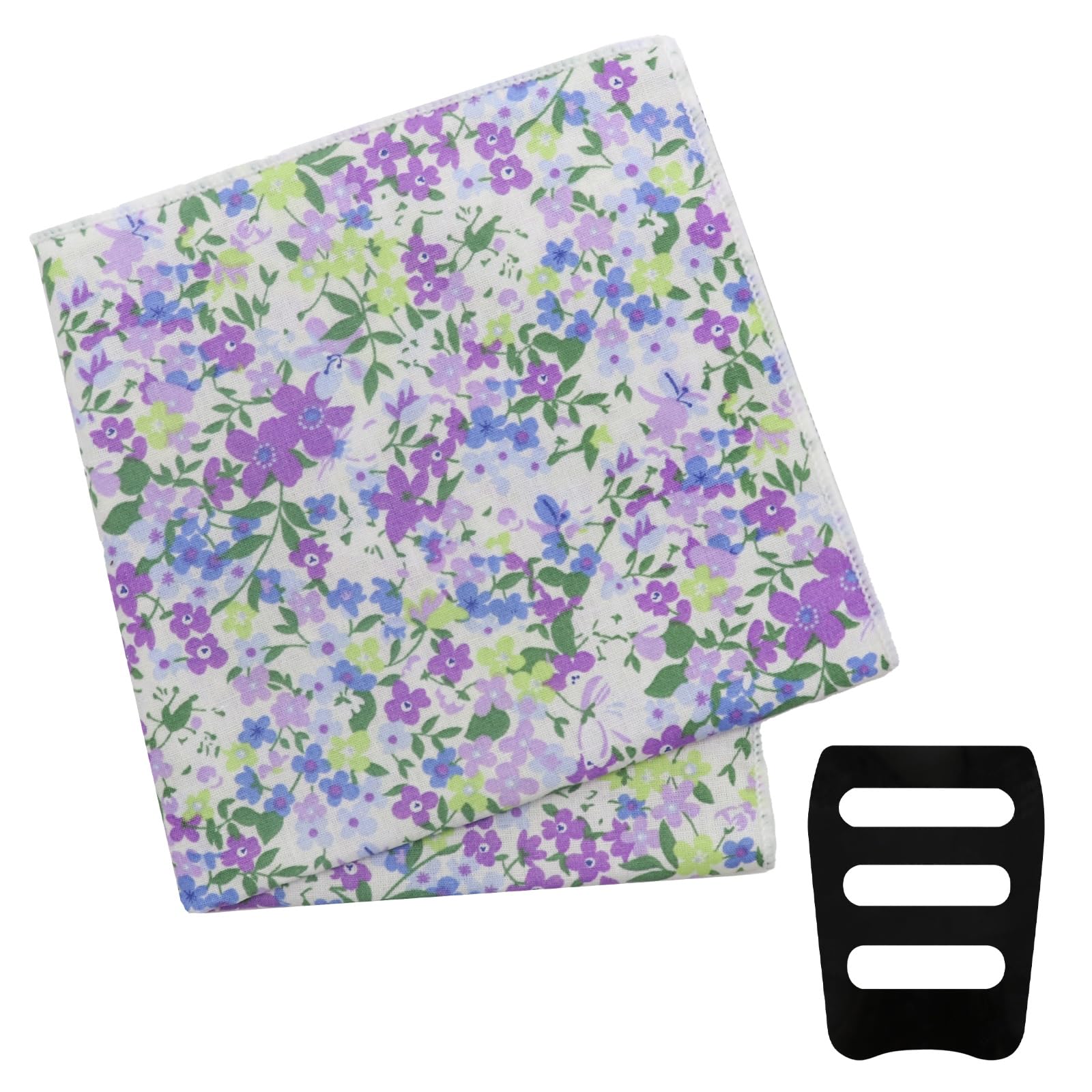 Floral Pocket Squares for Men with Holder Printed Flower Mens Handkerchief Cotton Suit Pocket Hanky for Wedding