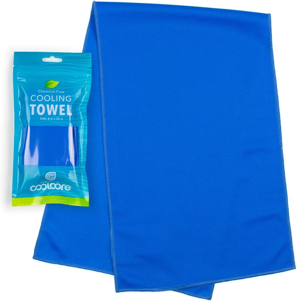 Coolcore On The Go Cooling Towel for Yoga, Sport, Running, Gym, Workout,Camping, Fitness, Workout & More Activities, 8 inches x 26 inches