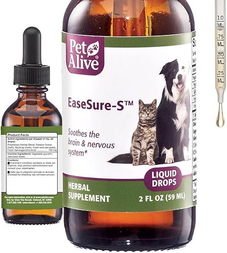 PetAlive EaseSure-S - Suplemento de hierbas totalmente naturales para los síntomas de las convulsiones de mascotas - Reduce los movimientos