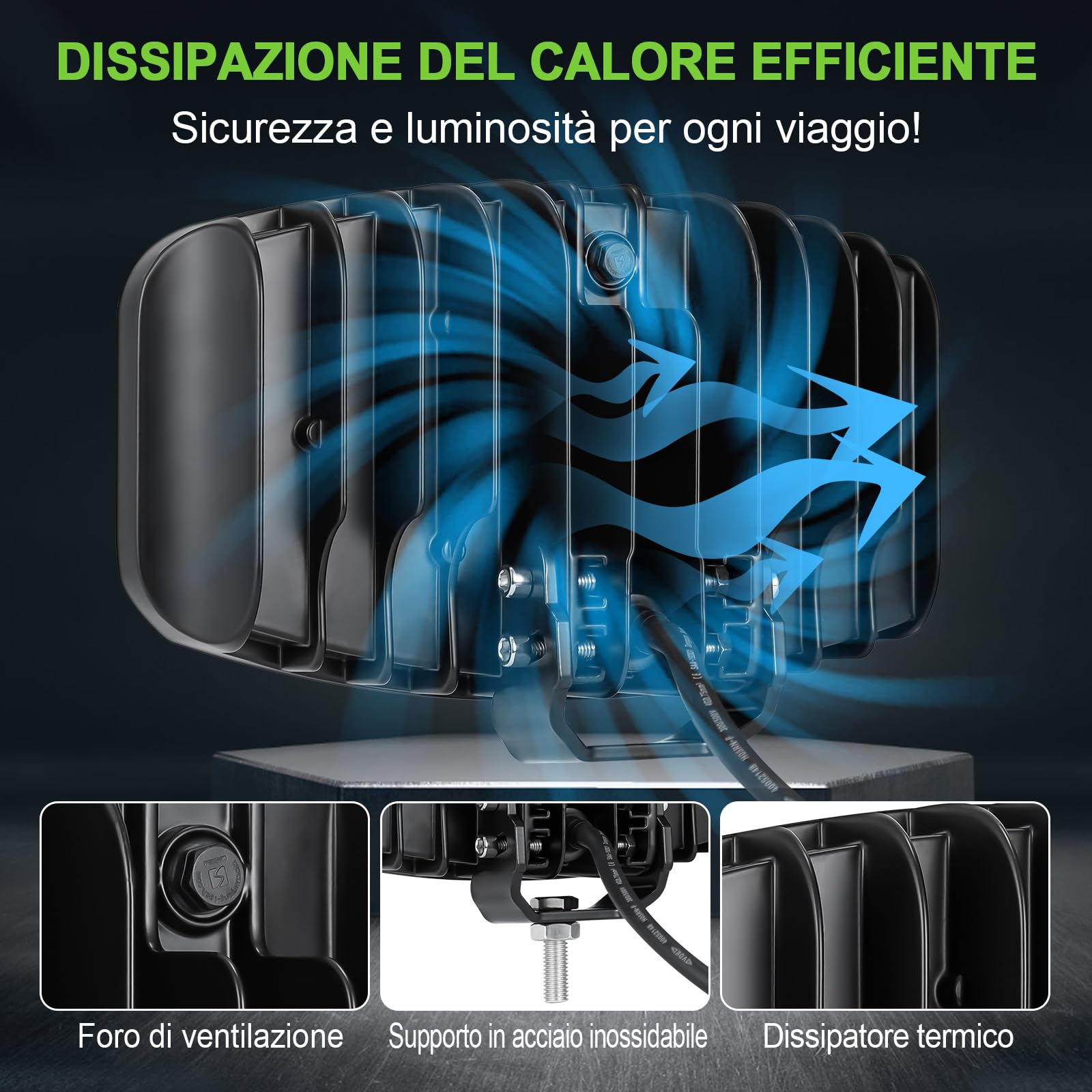 126W Faro da Lavoro LED con DC12-48V Luce di Posizione Giallo 3200K e Bianco 6500K, IP68 Faro LED per Camion Trattori e Fuoristrada
