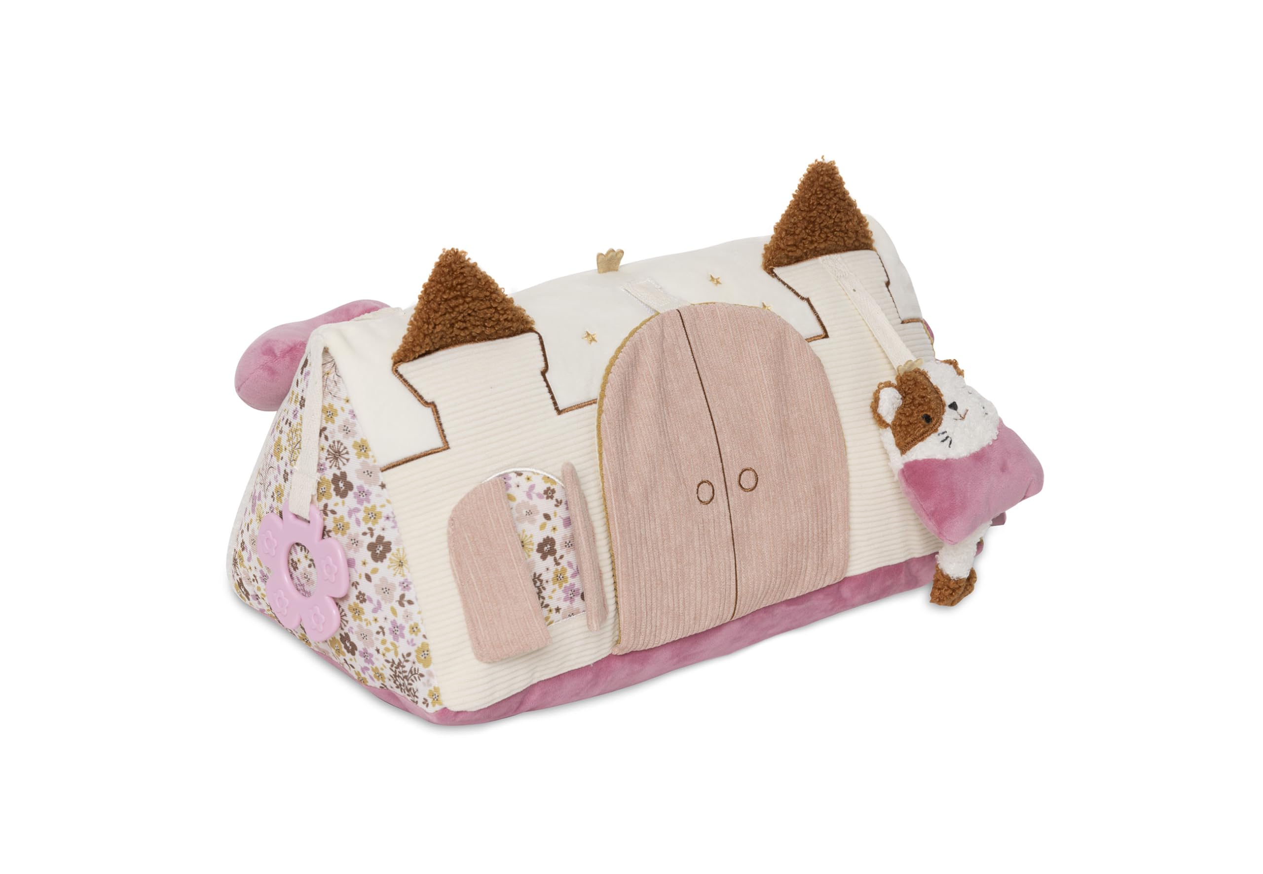 Jollein Coussin d’Activités - Tiny Park - Coussin de Jeu Tummy Time - Avec Château, Miroir et Anneau de Dentition - Jouet Bébé - Jouet Sensoriel