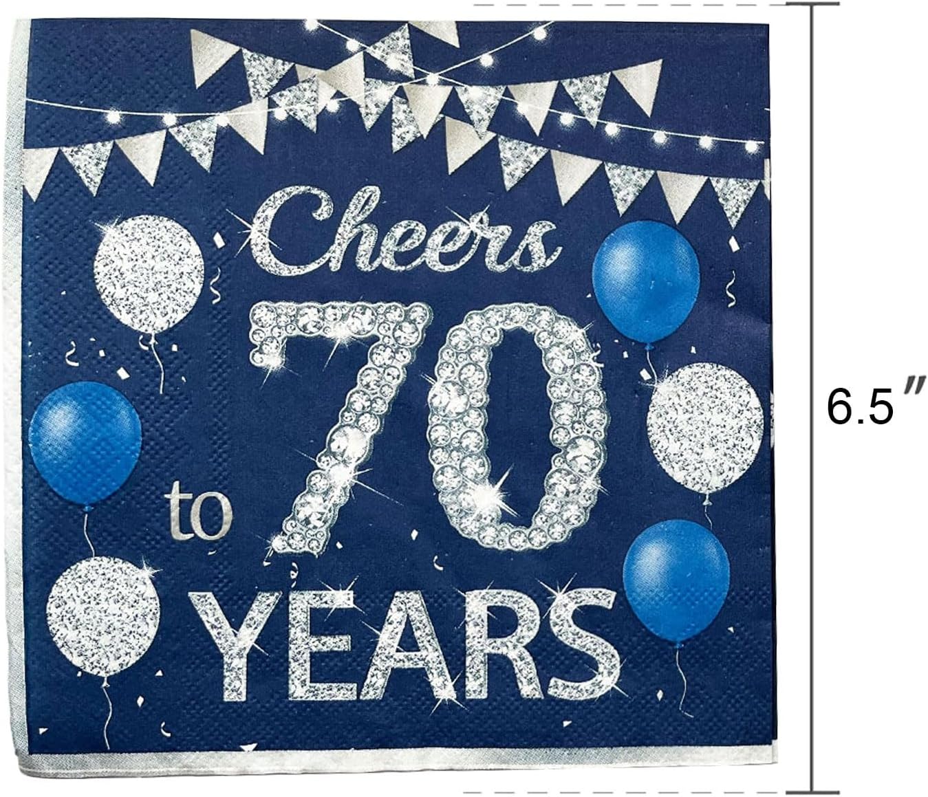 36PCS Happy Birthday Decorations Blue Silver Party Supplies Set Includes Disposable Paper Birthday Plates and Napkins for 70th Decorations - Image 4
