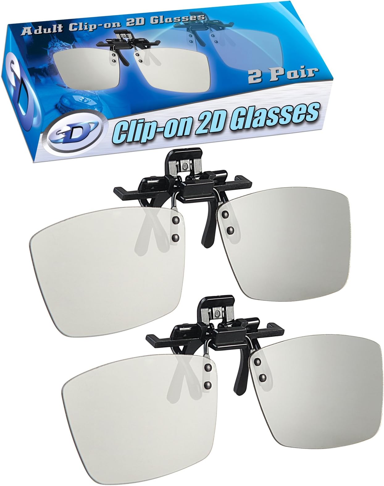 2D Glasses Clip-ON 2 Pack - Turns 3D Movies Back into 2D - eDimensional 2 Pairs for Sony, LG, Vizio Passive 3-D TV's and with All Other Passive 3D Televisions Also for use in RealD 3D Theaters!