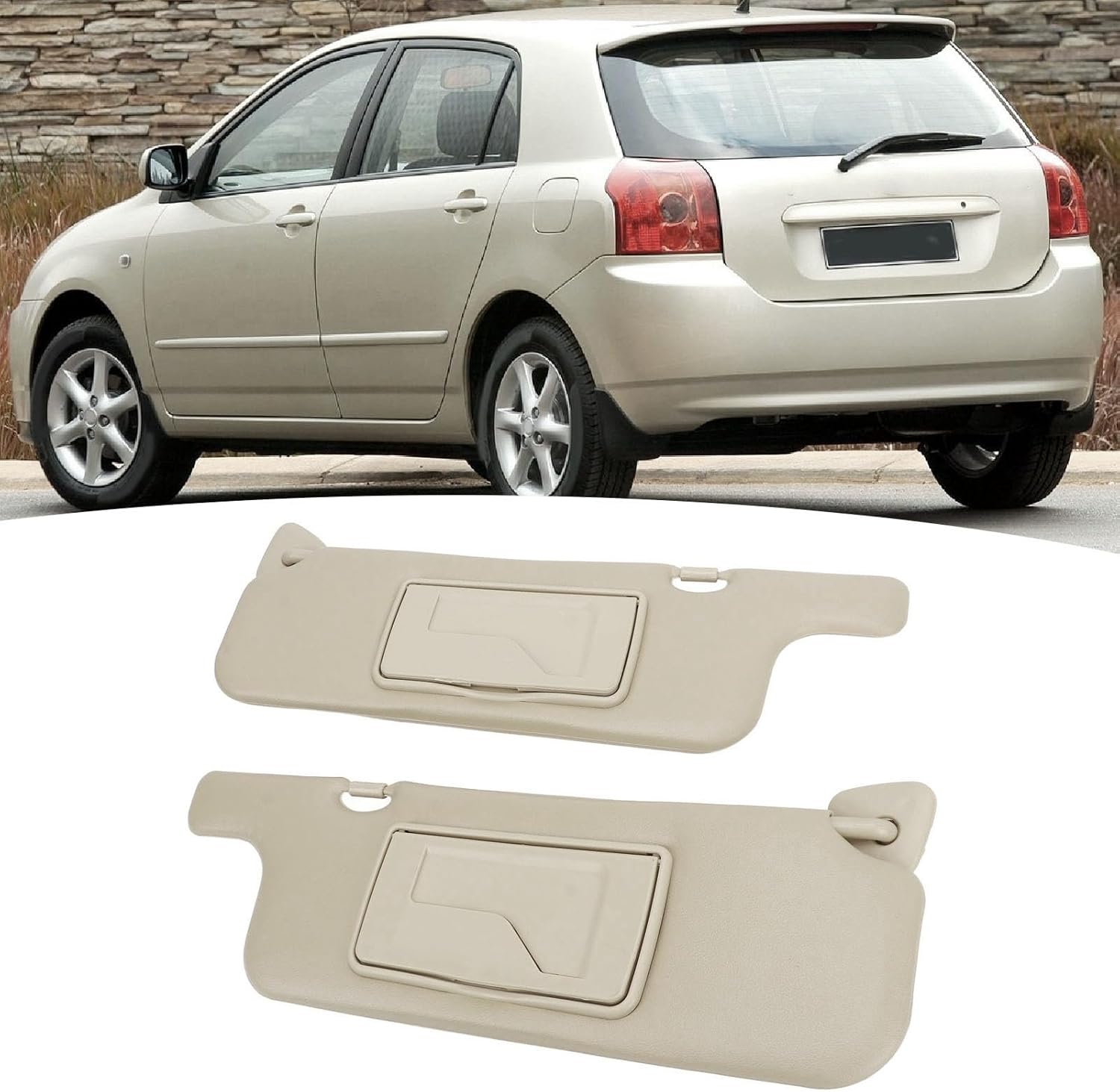 Front Sun Visor, Car Sun Visor for E120 E130 2001-2007 Ninth Generation with Makeup Mirror, Sun Visor Pair