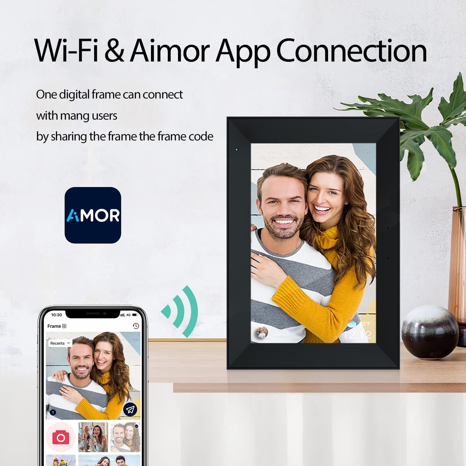 Marcos Fotos Digital WiFi de 10,1 Pulgadas, Visualización Táctil IPS HD 1280×800, Memoria 32GB, Rotación Automática, Fácil Configuración para Compartir Fotos y Vídeos