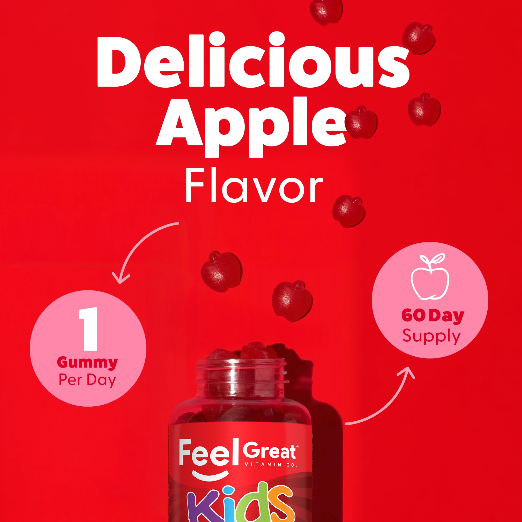 Feel Great Apple Cider Vinegar Gummies for Kids | Rich in Digestive Enzymes & Natural Antioxidants for Gut Health | Vegan Gummy Supports Healthy Nutrient Absorption | 60 Day Supply — Amazon image 3