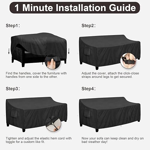 Miniatura 7 de PureFit Funda impermeable para sofá de exterior, funda para muebles de sofá de patio, funda de 3 plazas para exteriores con ventilación de aire y