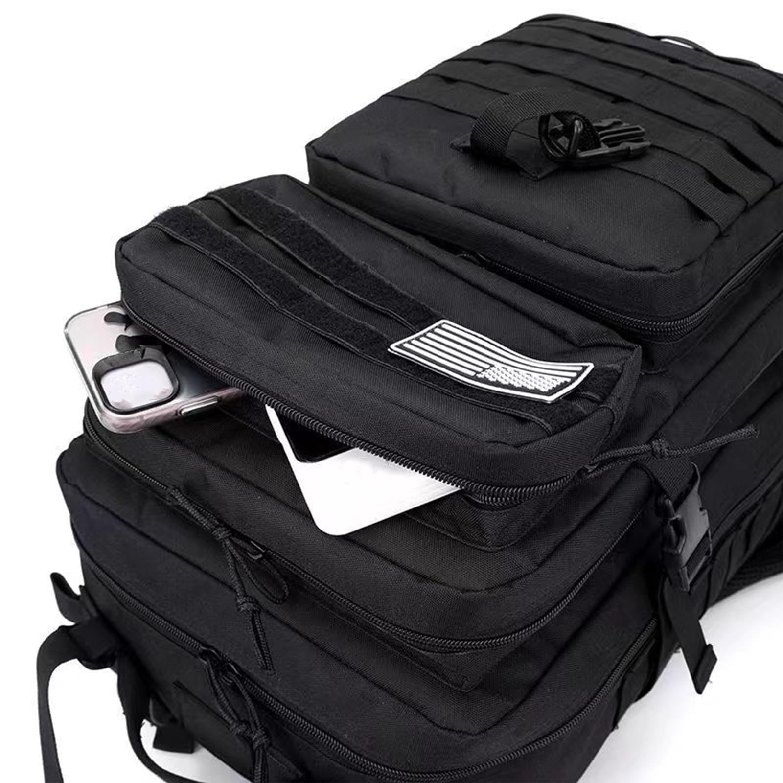 Zaino da Viaggio 45 Litri Capiente Zaino Militare Tattico da Uomo Impermeabile Multitasche Borsa Tattica da Trekking, Caccia (nero)