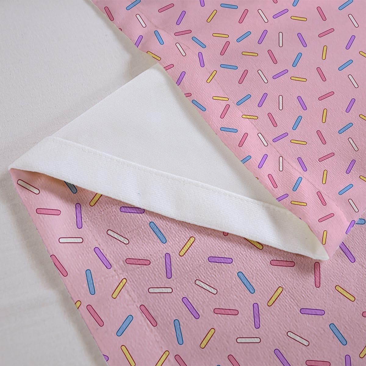 Manfei Sweet Donut Valance Curtains Pink Girls Doughnut Short Valance Confetti Sprinkle Print Window Curtains for Kitchen Windows Bedroom RV Door, 52" W X 12" L