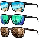 KALIYADI Polarized Sunglasses Men, Lightweight Mens Sunglasses Polarized UV Protection Driving Fishing Golf (Ice Blue/Green/Pink)