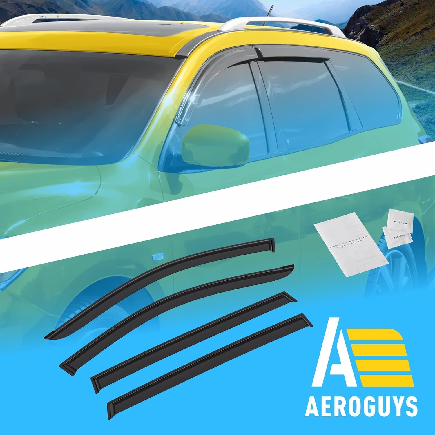 Extra Durable Window Deflectors Tape-On Window Visors Rain Guards Fit for Nissan Pathfinder 2013-2020, Sun Visors, Wind Vent for Shades, Exterior Car Accessories - 4pcs. AG0101