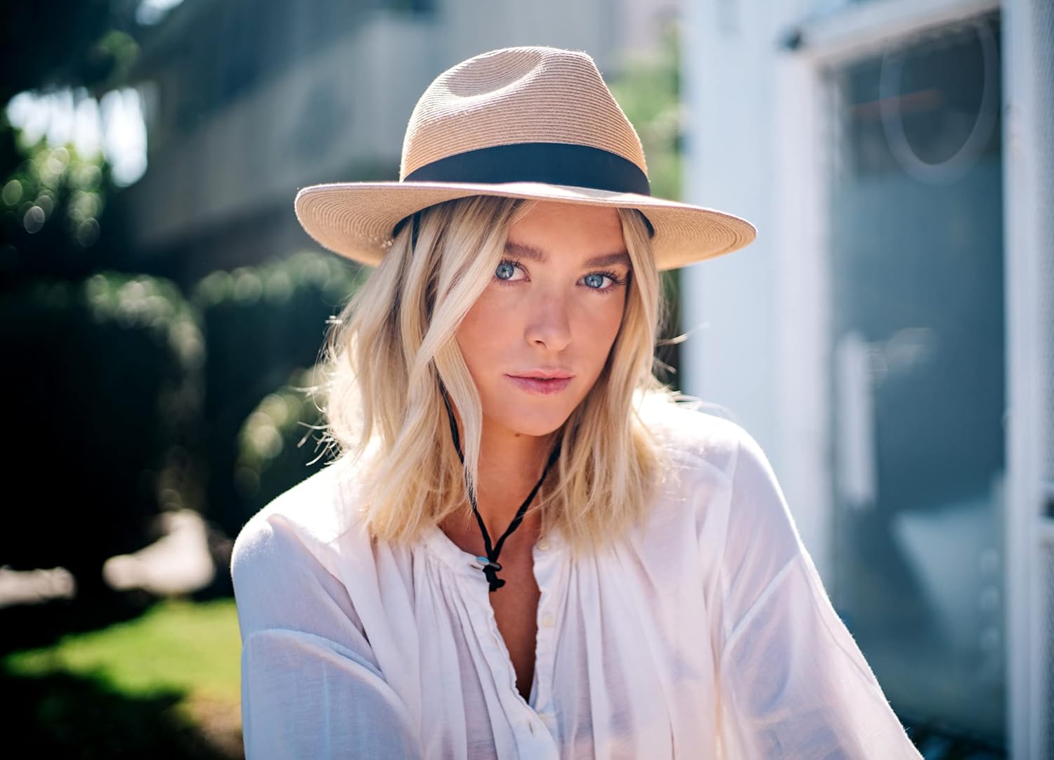 Pineapple&Star Sun Straw Fedora Beach Hat Fine Braid UPF50+ for Unisex - Image 5