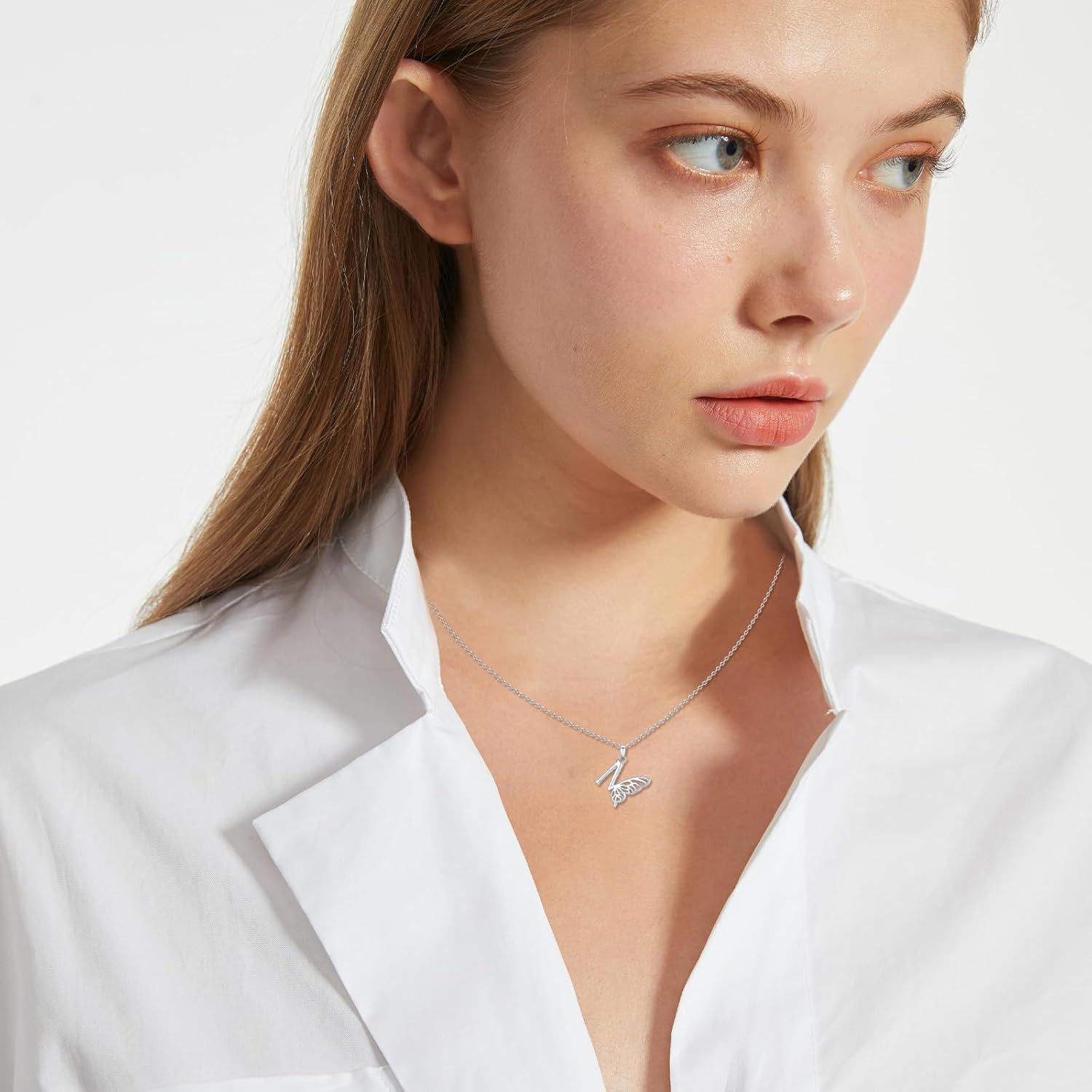 OHAYOO Initial Necklace 925 Sterling Silver Letter Pendant Necklace with Butterfly Angel Wings Initial Jewelry for Women Mom Daughter - Image 4