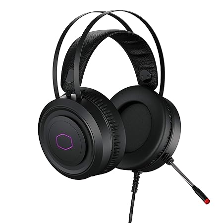 Cooler Master CH321 Over Ear RGB Wired Headset with Crystal Clear Communication, Multi Platform Compatibility, Flexible Suspension Headband and Onboard Sound Card Plus 50mm Neodymium Drivers (Black)