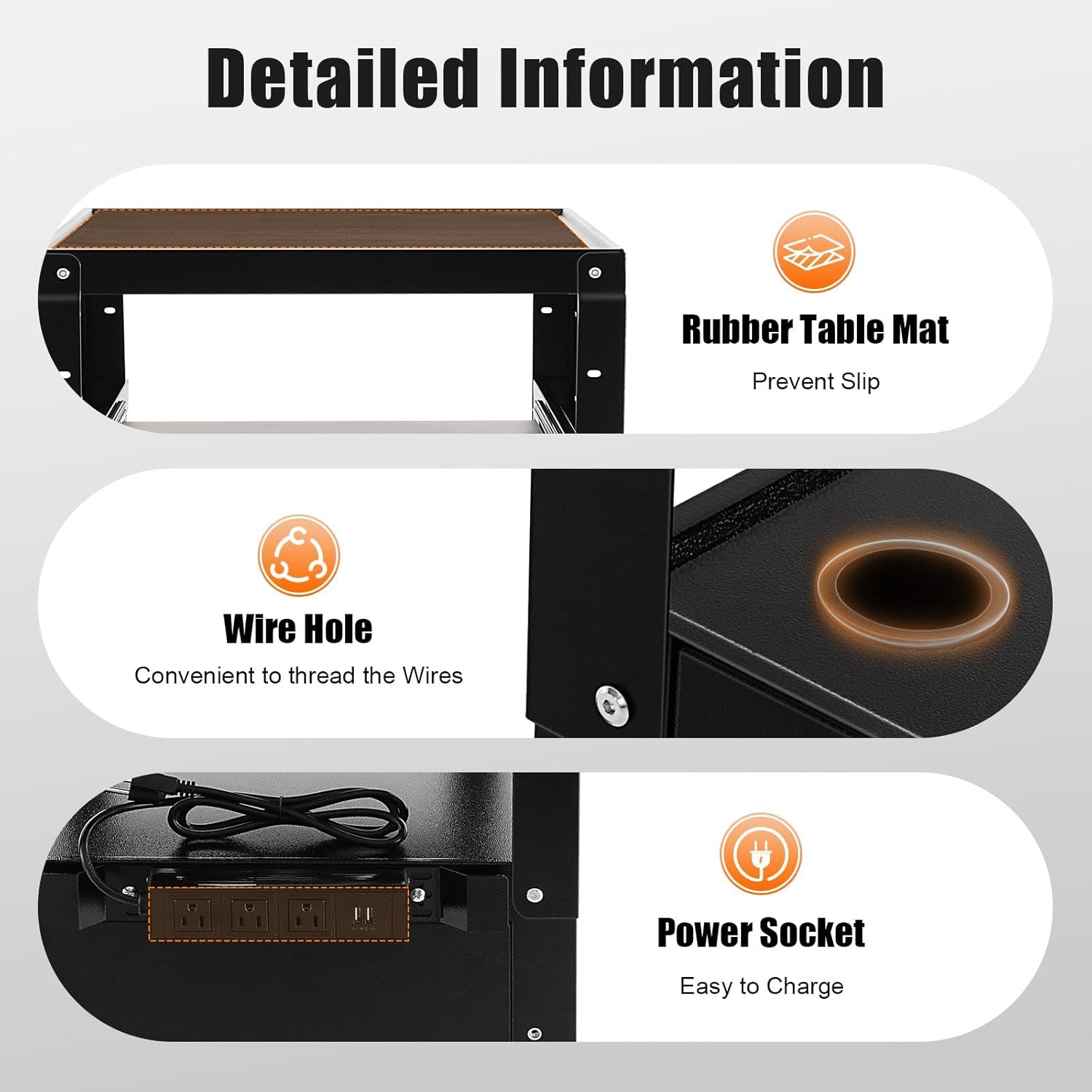 Large AV Cart with Locking Cabinet, Rolling Adjustable Height Utility Cart, Mobile Laptop Workstation Stand with Extra Storage Space, Pullout Tray, Power Strip, 24 * 18 * 41.5in Black