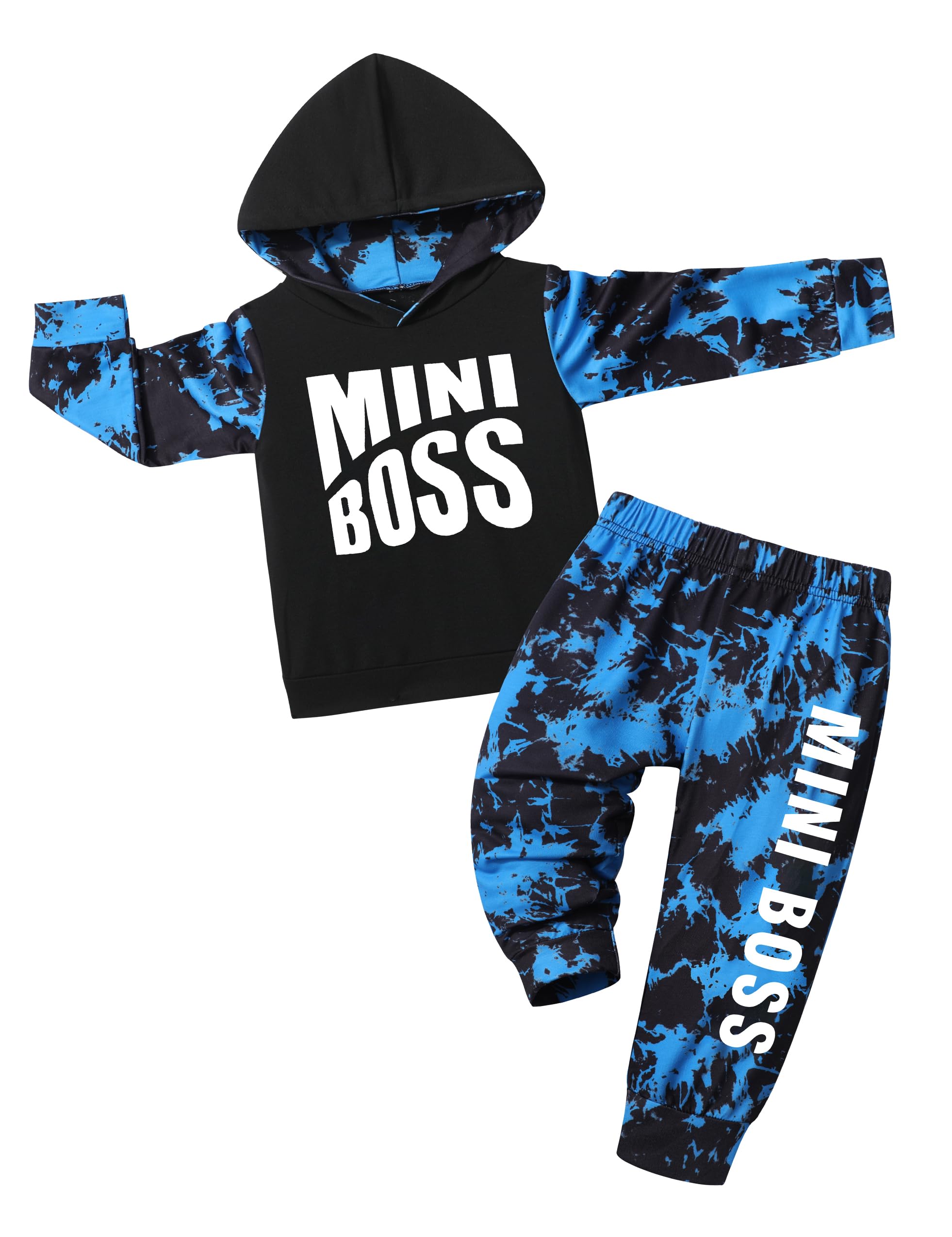 Von kilizo Toddler Baby Boy Clothes Fall Outfits Cute FashionsHoodie Sweatsuit Top+Tie-Dye Pants 2PCS Set