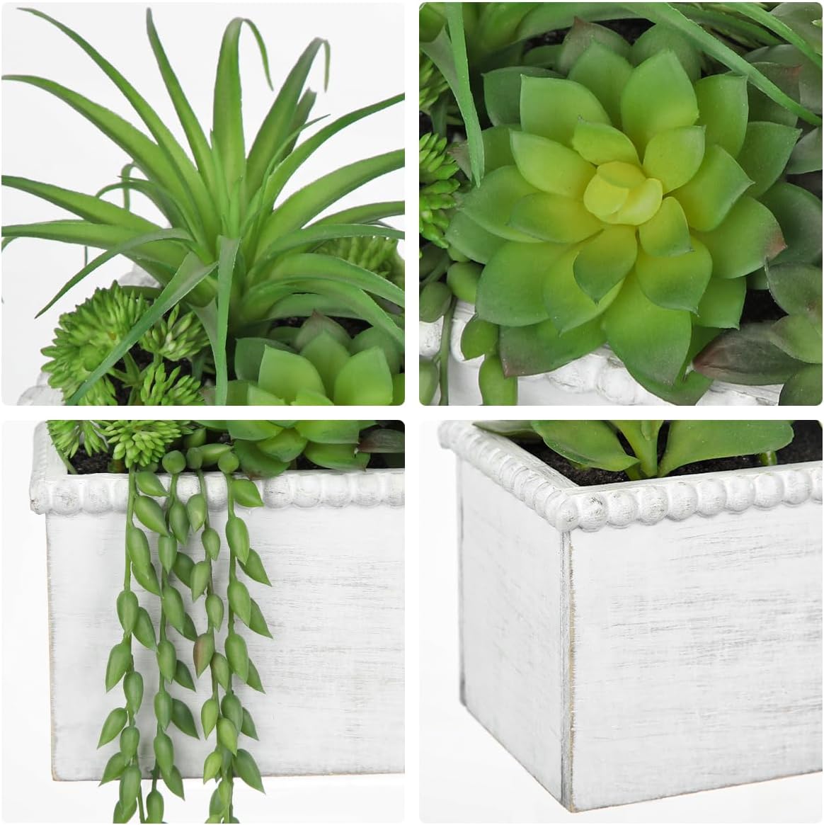 Fake Plants Succulents in Wooden Pot Faux Plants Indoor Artificial Succulent Arrangement for Home Office Farmhouse Desk Decoration