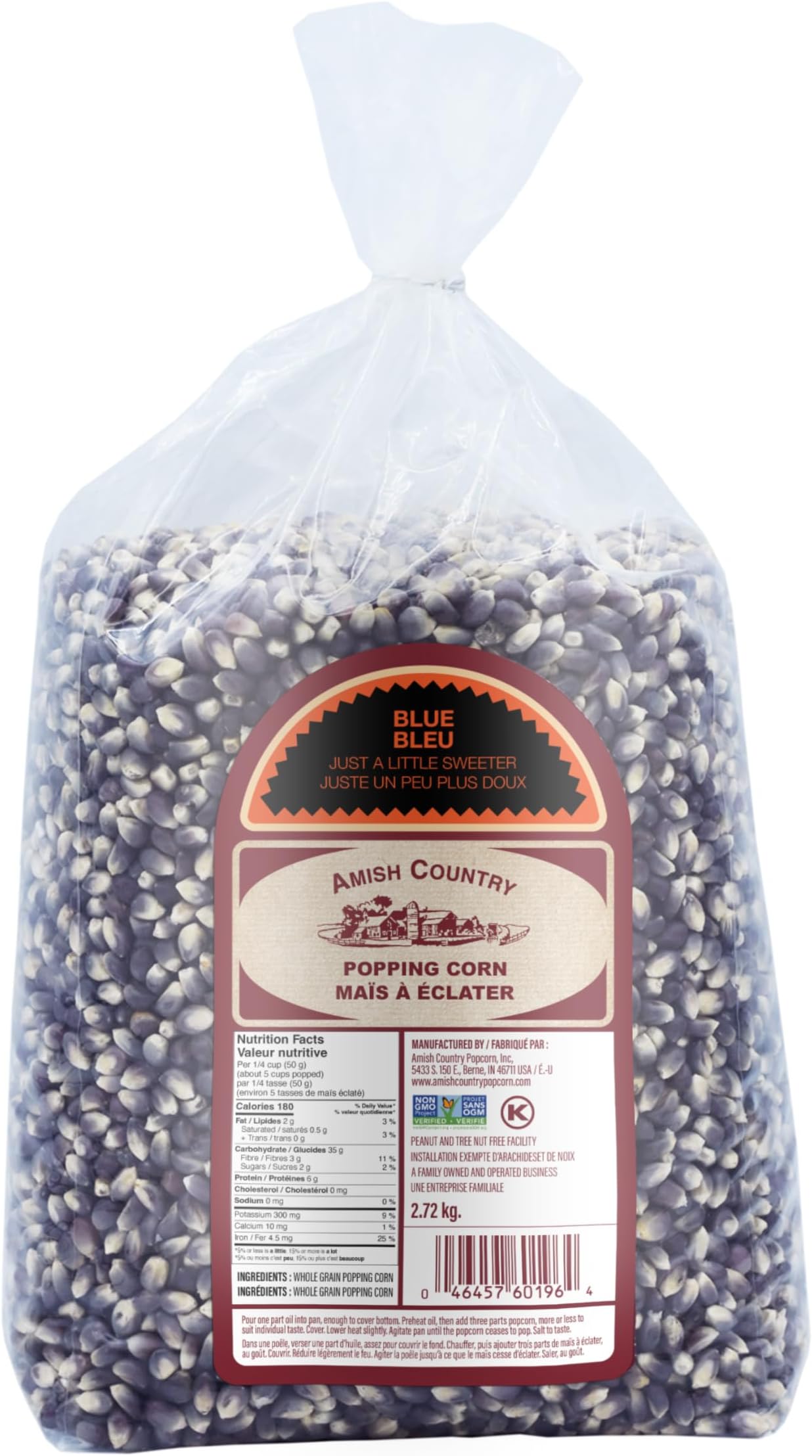 Amish Country Popcorn | 6 lbs Bag | Blue Popcorn Kernels | Old Fashioned, Non-GMO and Gluten Free (Blue - 6 lbs Bag)