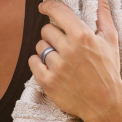 ROQ Silicone Rubber Wedding Ring for Women, Dome Solid Glitter & Metallic, Breathable Silicone Wedding Band, Anniversary Rings, Promise Ring, Multi Packs, Multi Colors