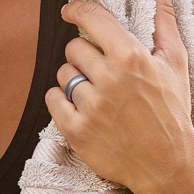 ROQ Silicone Rubber Wedding Ring for Women, Dome Solid Glitter & Metallic, Breathable Silicone Wedding Band, Anniversary Rings, Promise Ring, Multi Packs, Multi Colors