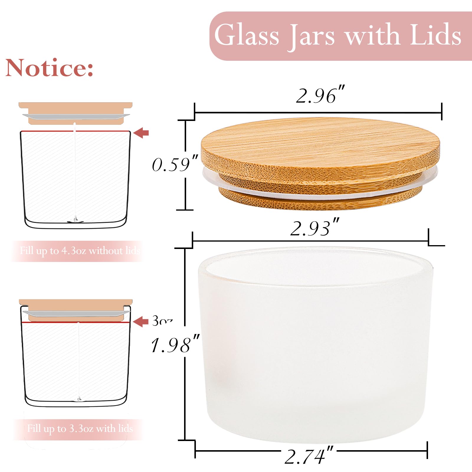 CONNOO 15 Pack 4 OZ Frosted Glass Candle Jars with Airtight Bamboo Lids - Image 3