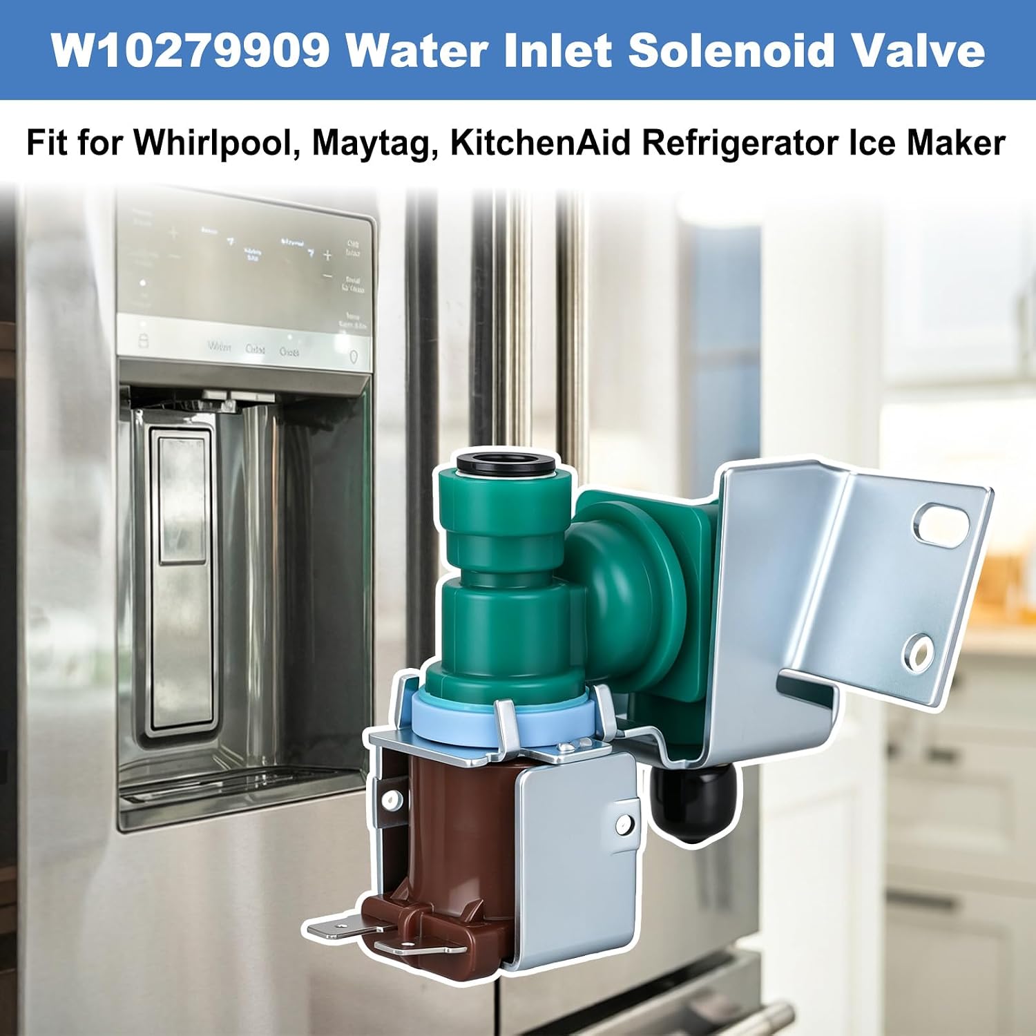 W10279909 W10498995 Refrigerator Ice Maker Water Inlet Solenoid Valve